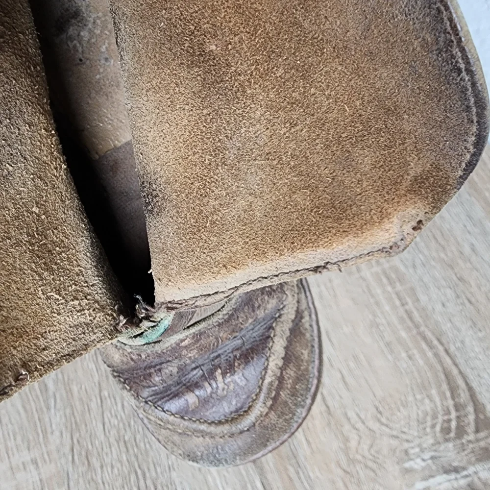 VINTAGE 50s Brown Leather Cowboy Toddler Western Boots